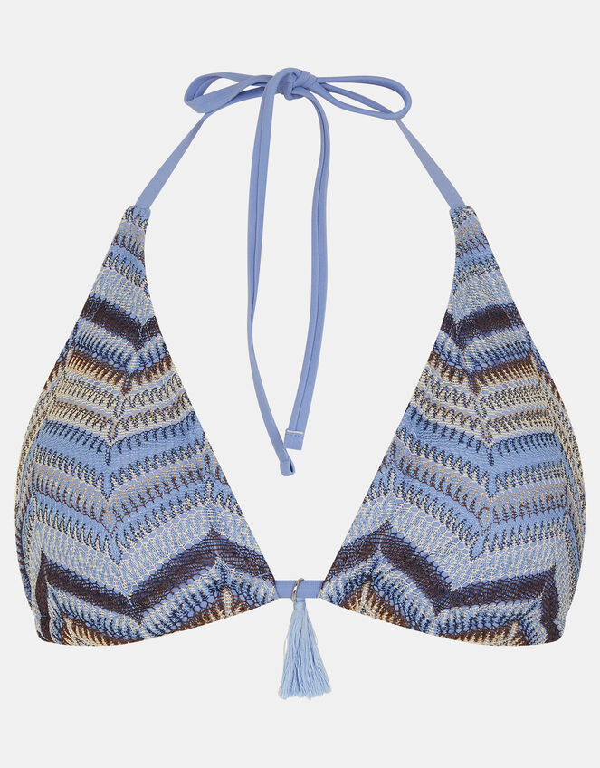 Zig Zag Crochet Triangle Bikini Top, Multi (MULTI), large