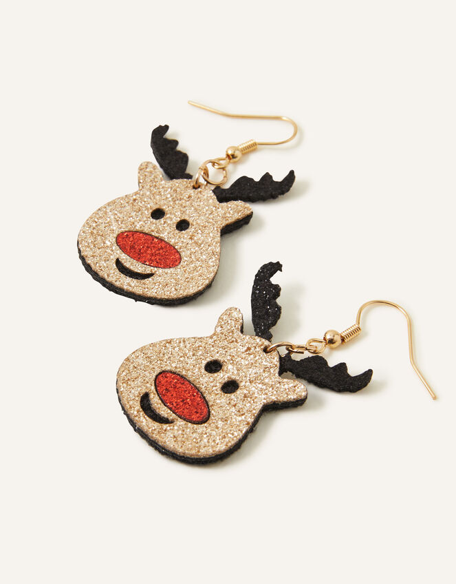 Glittery Reindeer Earrings, , large