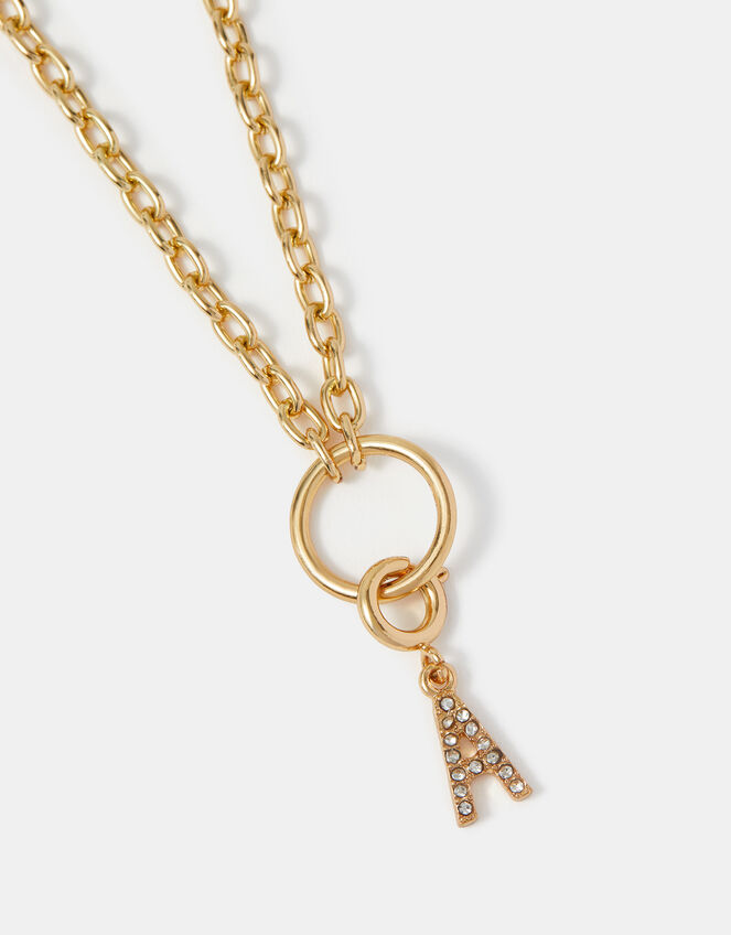 Diamanté Initial Jewellery Charm, Gold (GOLD), large