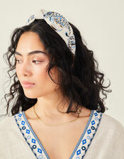 Embroidered Knot Headband, , large