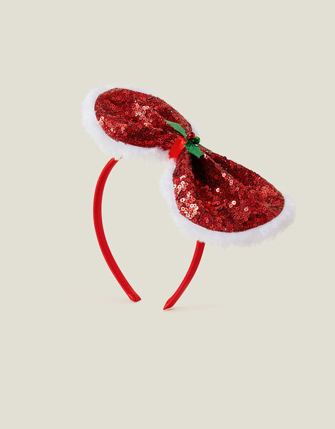 Christmas Sequin Bow Headband, , large