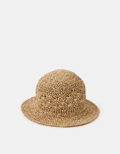 Straw Crochet Bucket Hat, , large