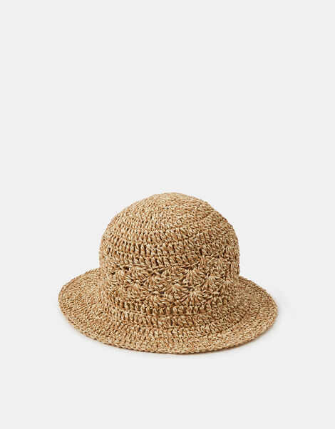 Straw Crochet Bucket Hat, , large