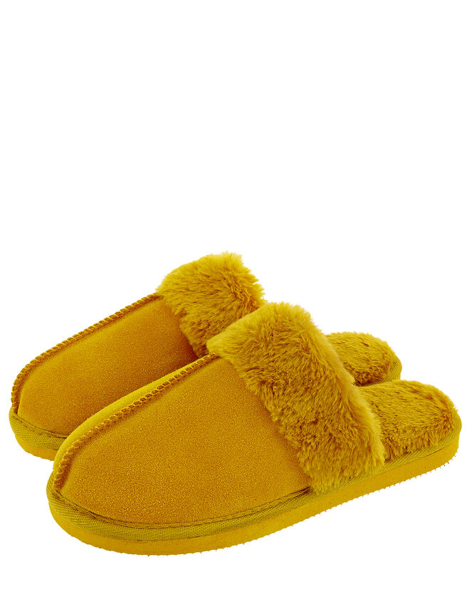 Suede Mule Slippers, Yellow (OCHRE), large