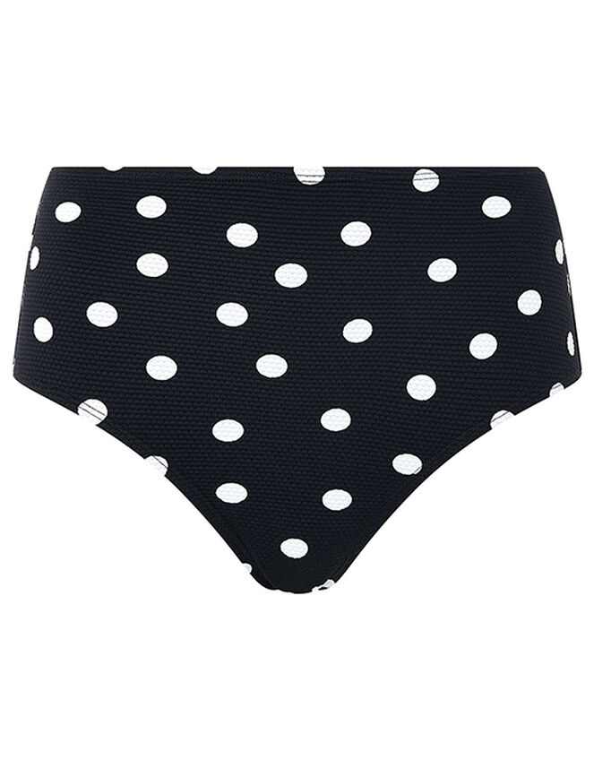Polka Dot High Waist Bikini Briefs, Black (BLACK), large