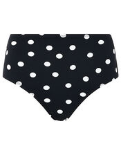 Polka Dot High Waist Bikini Briefs, Black (BLACK), large