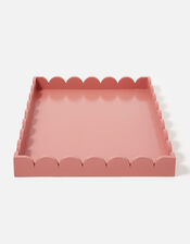 Large Wood Scallop Tray, Orange (CORAL), large