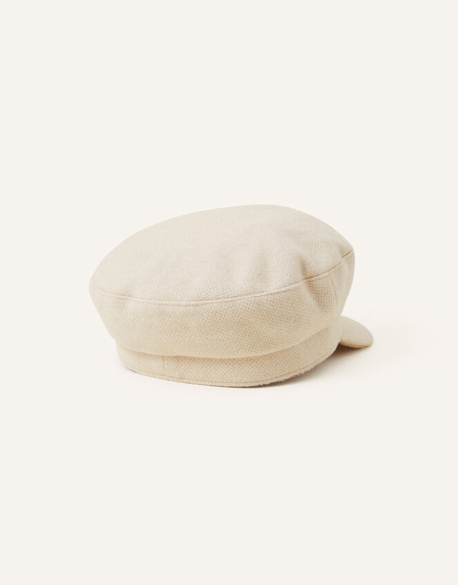 Soft Textured Baker Boy Hat, Natural (NATURAL), large