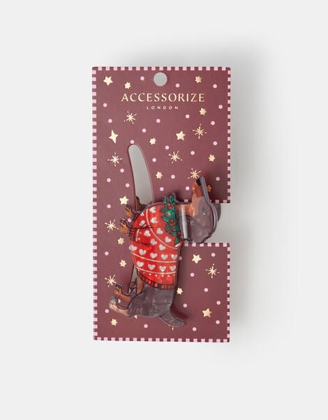 Christmas Sausage Dog Claw Clip, , large
