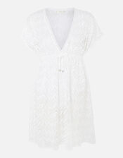 Floral Lace Kaftan Dress, White (WHITE), large
