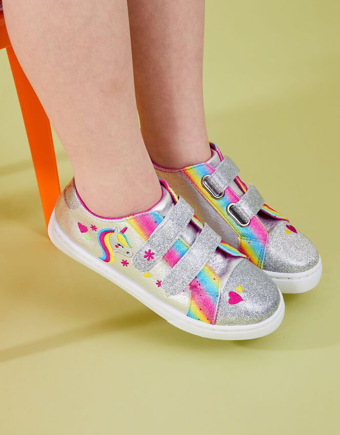 Girls Bright Metallic Unicorn Trainers, Multi (BRIGHTS-MULTI), large