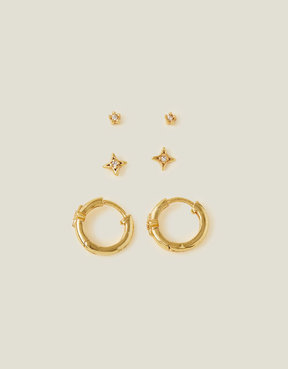 14ct Gold-Plated Celestial Earrings Set of Three, , large