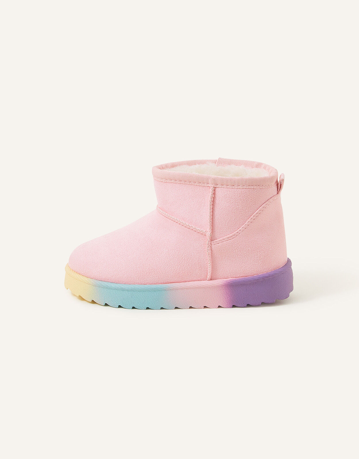 Rainbow Sole Faux Suede Boots Pink Girls flat shoes Accessorize UK