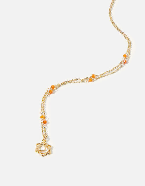 Gold-Plated Beaded Sacral Chakra Necklace, , large
