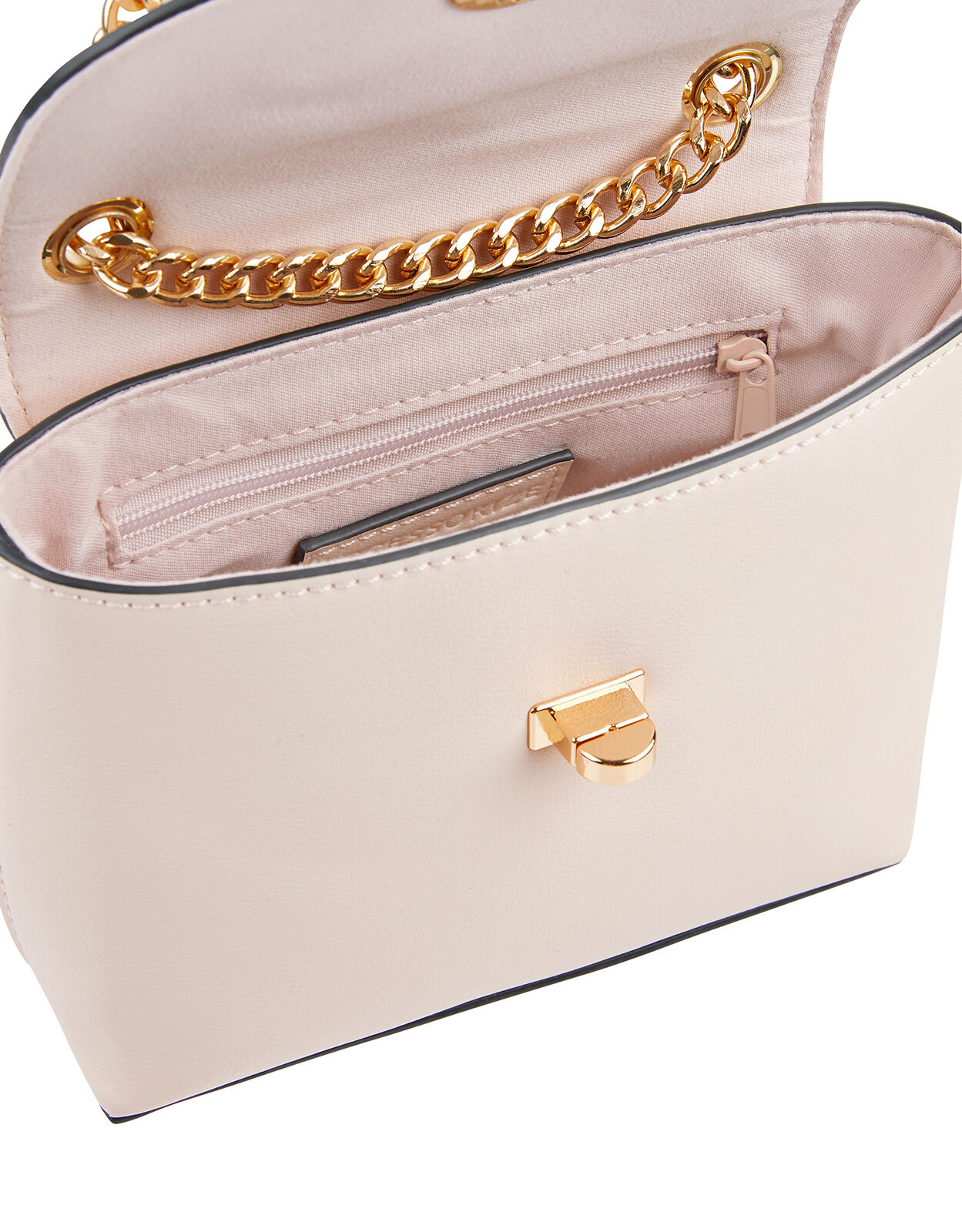 white bag with chain strap