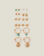 10-Pack Sparkle Stud and Hoop Earrings, , large