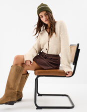 Blanket Stitch Cardigan, Camel (OATMEAL), large