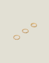 3-Pack Pretty Gem Rings, Gold (GOLD), large