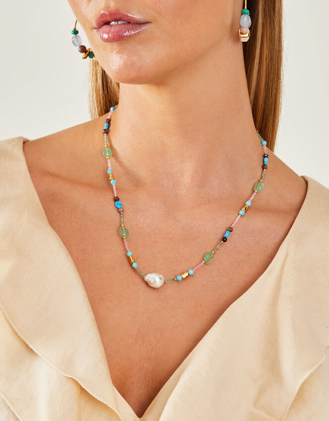 14ct Gold-Plated Stone Necklace, , large