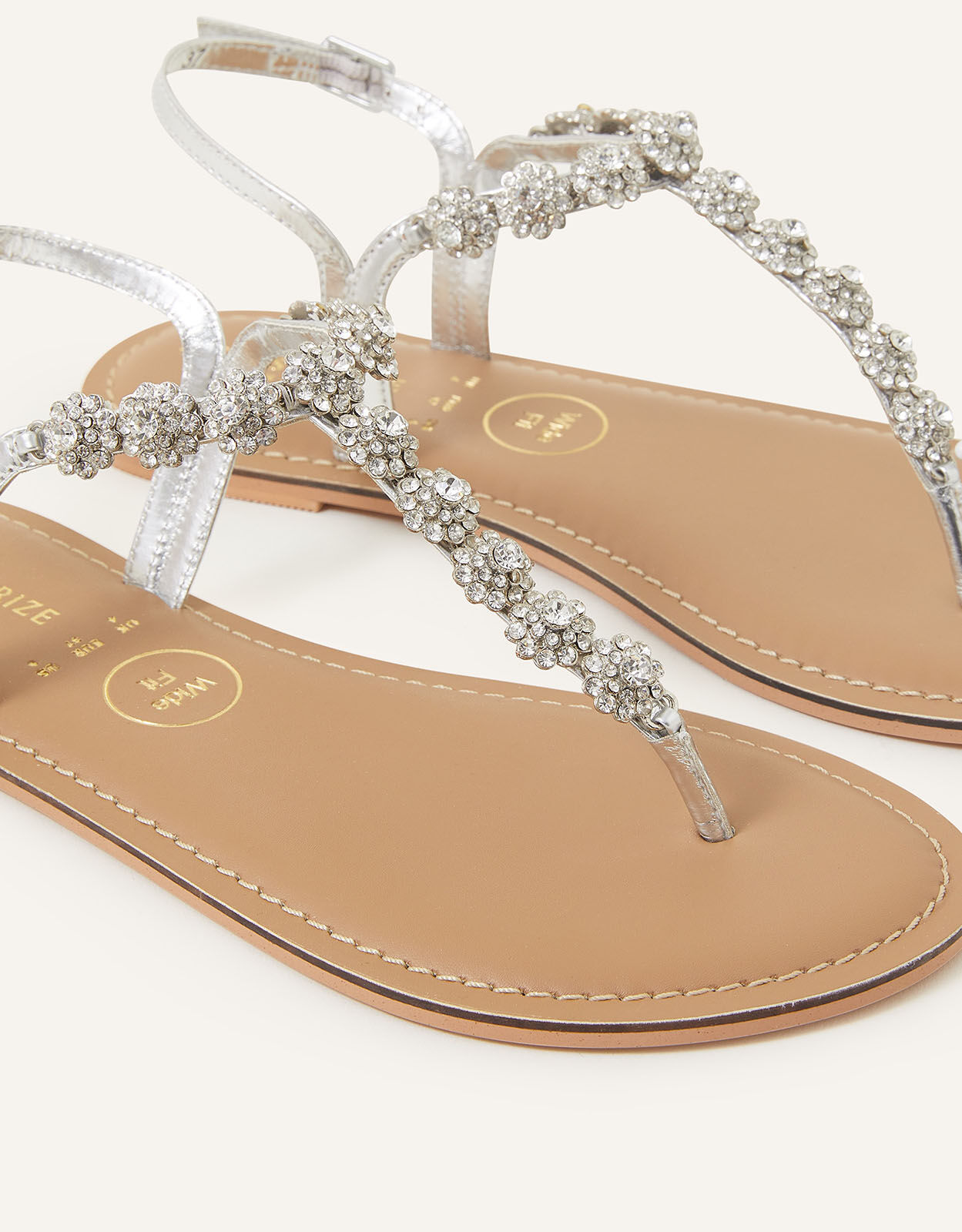 Jewelled wide fit sandals clearance
