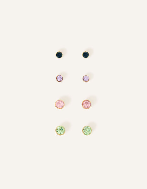 14ct Gold-Plated Stud Earrings 4 Pack, , large