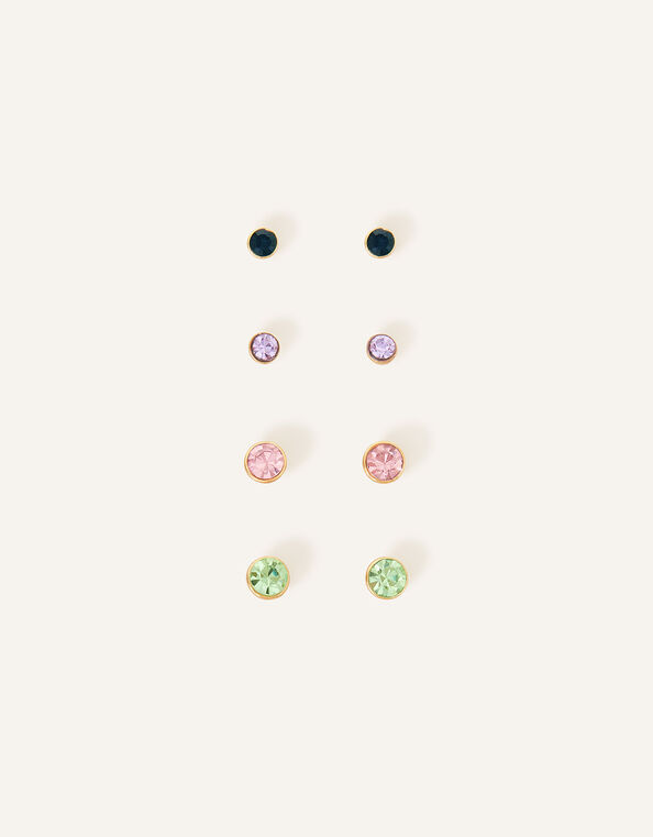 14ct Gold-Plated Stud Earrings 4 Pack, , large