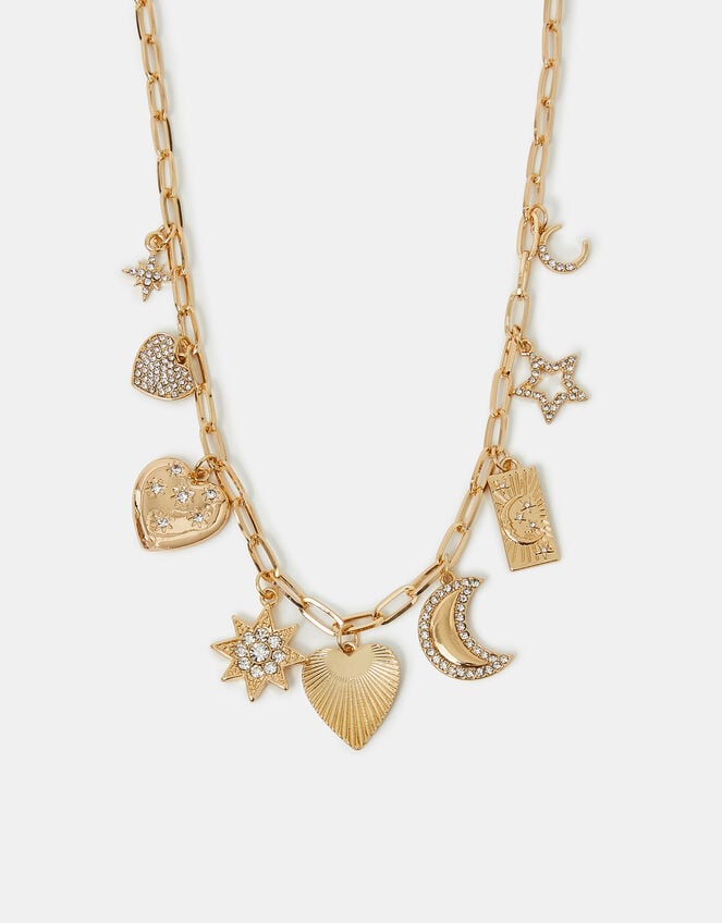 Celestial Charm Necklace Gold, , large