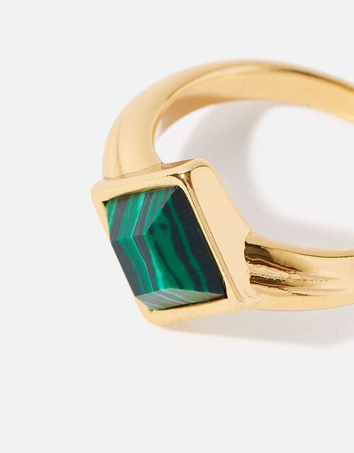 Gold-Plated Malachite Ring, Gold (GOLD), large