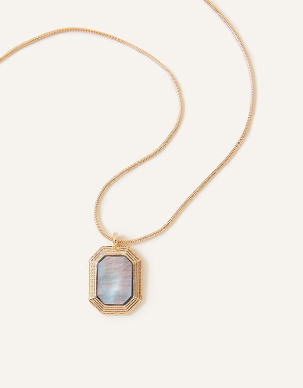 Pearlised Bevelled Edge Pendant Necklace, , large