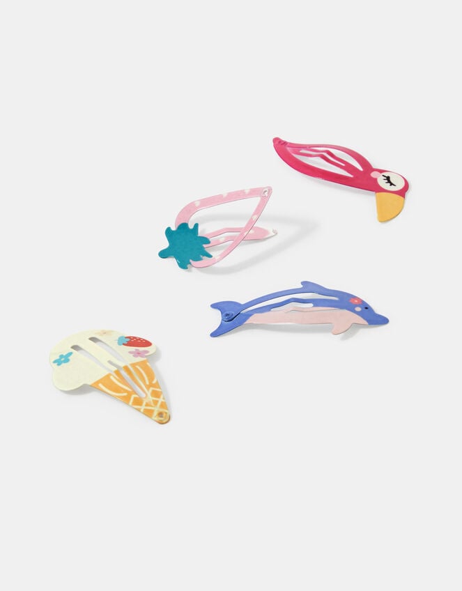 4-Pack Girls Summer Hair Clips, , large