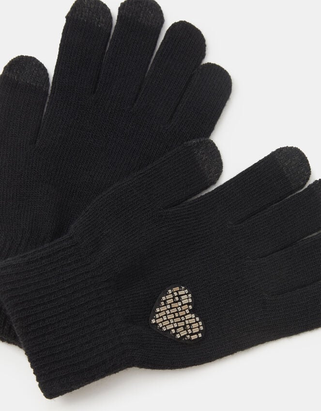Beaded Heart Touchscreen Gloves, , large