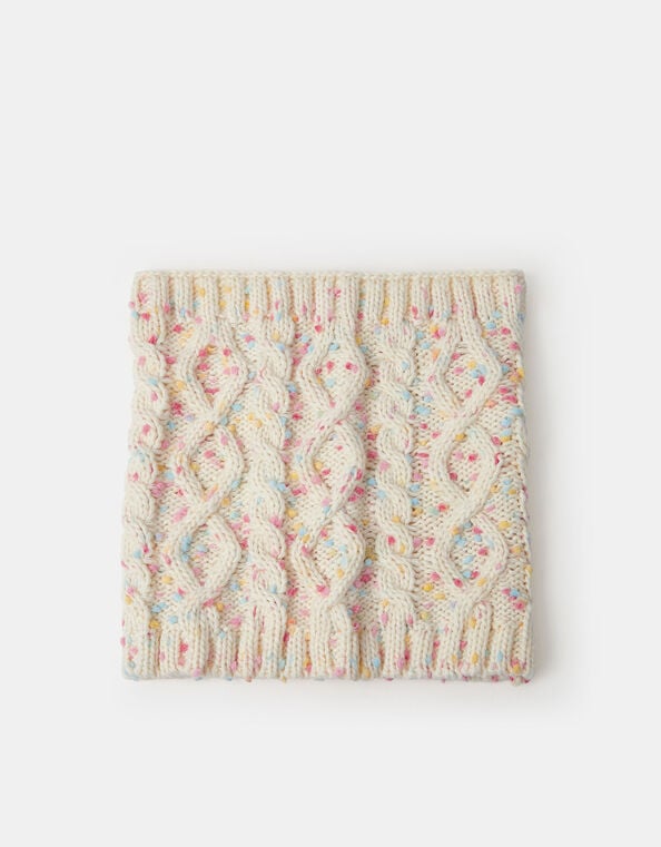 Girls Cable Knit Snood, Ivory (IVORY), large