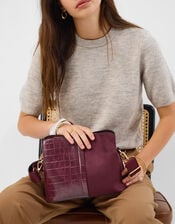 Faux Croc Crossbody Bag, , large