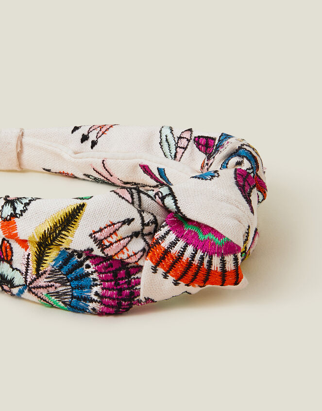 Embroidered Tropical Knot Headband, , large