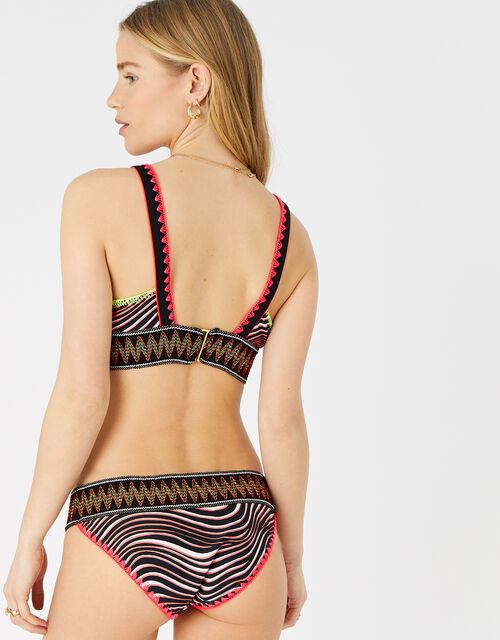 Zebra Elastic Trim Bikini Top , Multi (BRIGHTS-MULTI), large