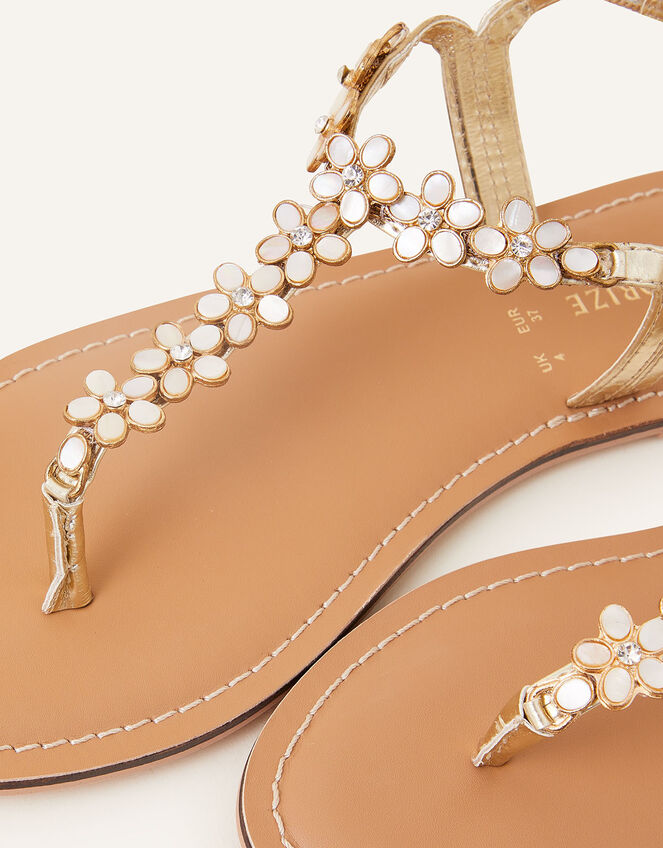 Pearl Flower Embellished Sandals, Cream (PEARL), large