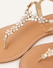 Pearl Flower Embellished Sandals, Cream (PEARL), large