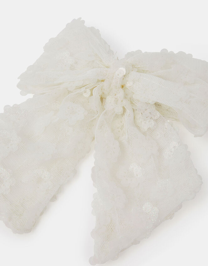 Girls Sequin Mesh Bow Barrette Hair Clip, , large