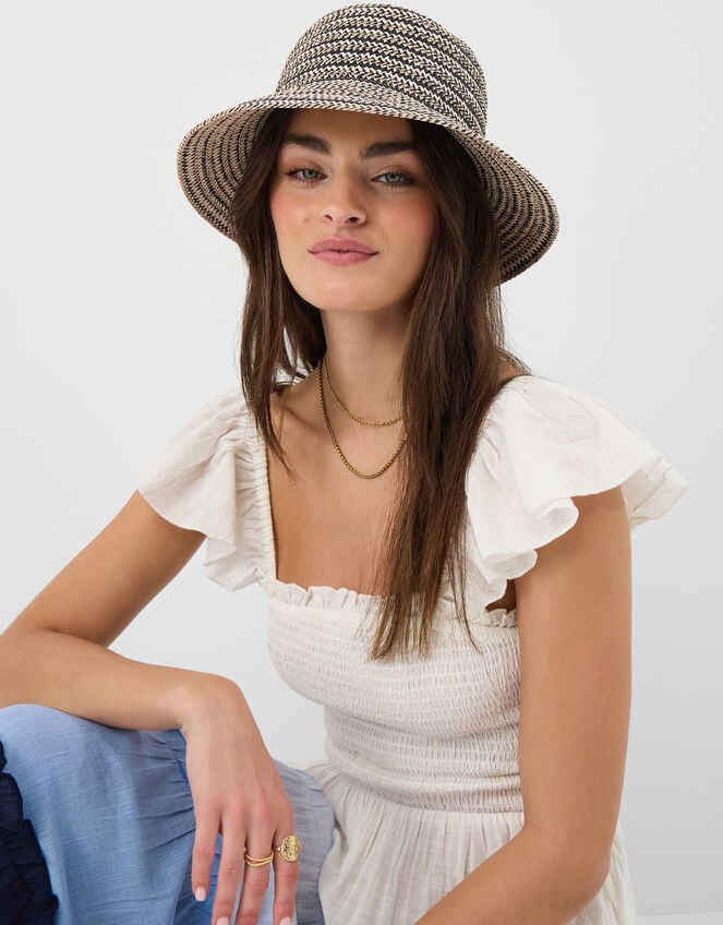 Mono Straw Bucket Hat, , large