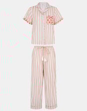 Floral Stripe Long Pyjamas Set, Pink (PINK), large