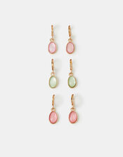 3-Pack Mini Stone Drop Hoop Earrings, , large