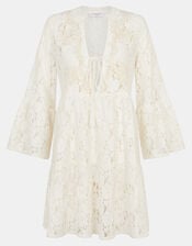 Lace Beach Cover Up Dress, White (WHITE), large