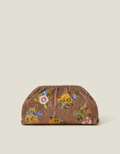 Hand-Beaded Floral Clutch Bag, , large