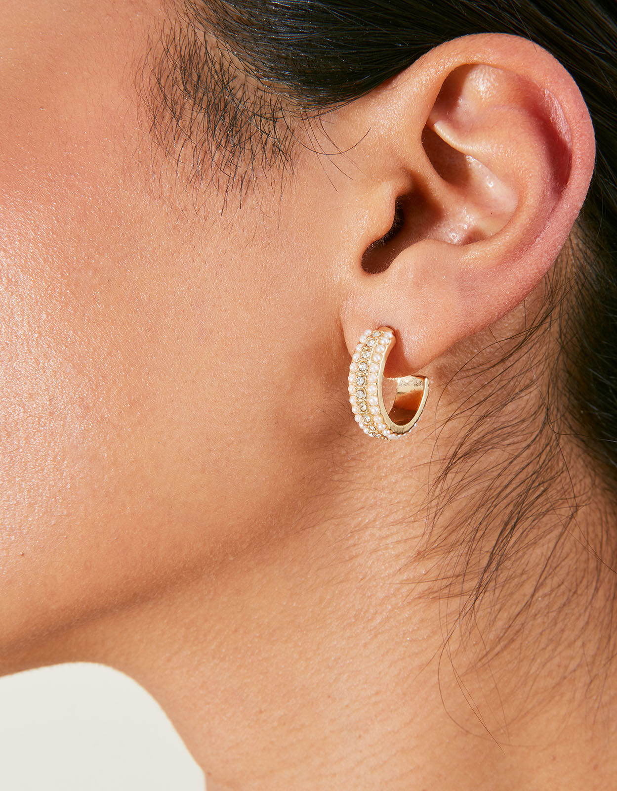 Pearl and Crystal Hoops