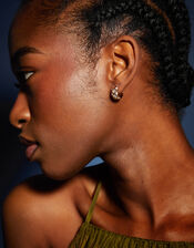 14ct Gold-Plated Diamanté Check Hoop Earrings, , large
