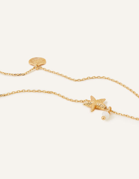 14ct Gold-Plated Mother of Pearl Shell Long Necklace, , large