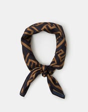 Geometric Print Square Satin Scarf, , large