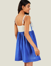 Tie Shoulder Mini Dress, Blue (BLUE), large
