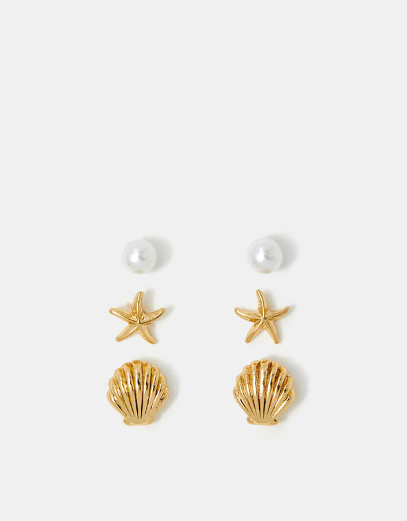 3-Pack Shell Stud Earrings, , large