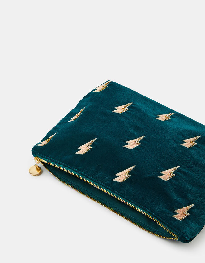 Lightning Bolt Embroidered Makeup Bag, , large